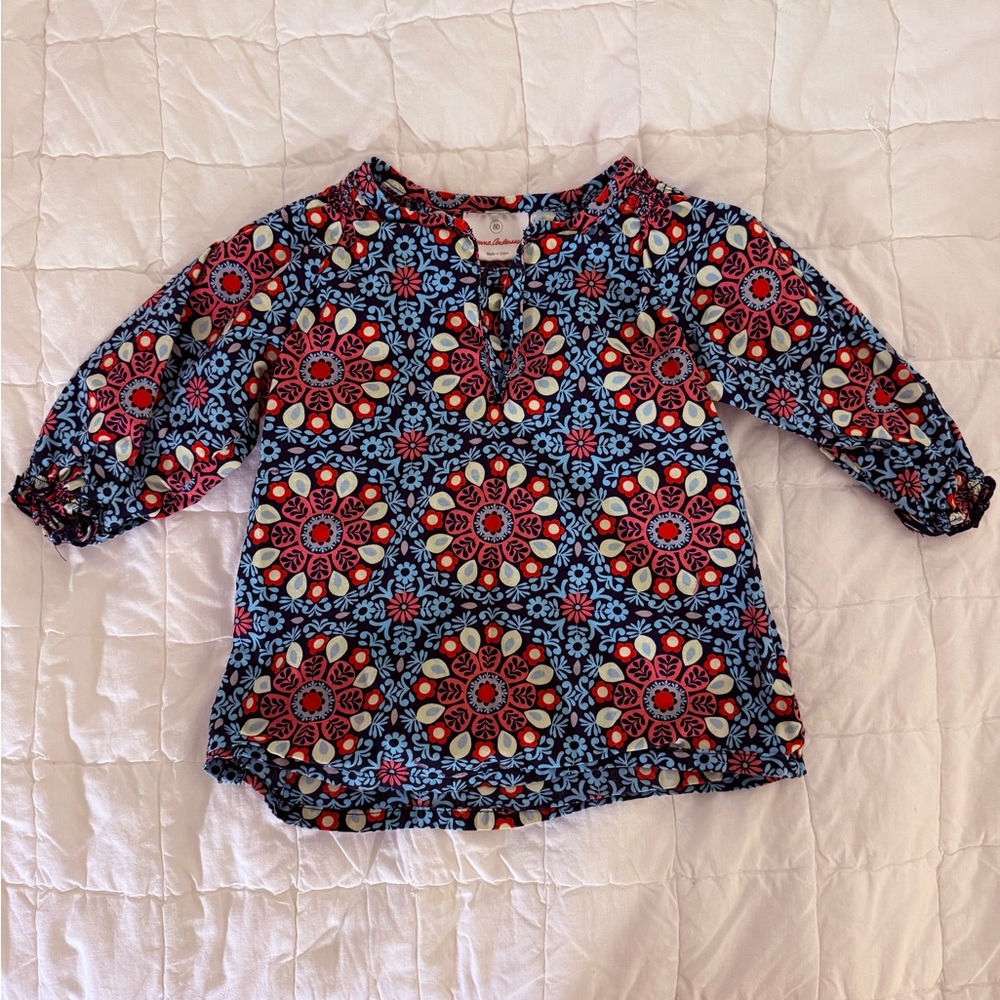 Hanna Andersson Red and Blue Patterned Kids Blouse